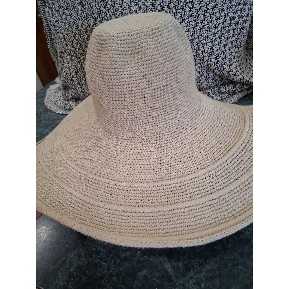 San Diego Hat Co Floppy Sun Hat Wide Brim Neutral Tan 100% Cotton Beach Summer - Picture 3 of 9